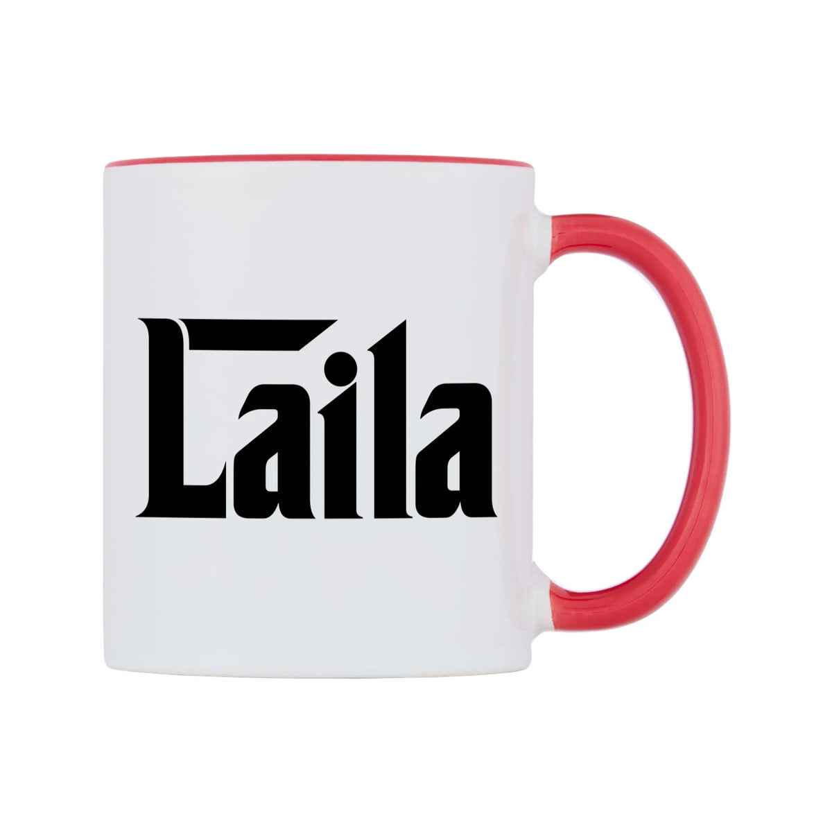 Laila - Godfather Themed Mug — white 11oz gloss mug with a red inside and handle, left side, on a white background
