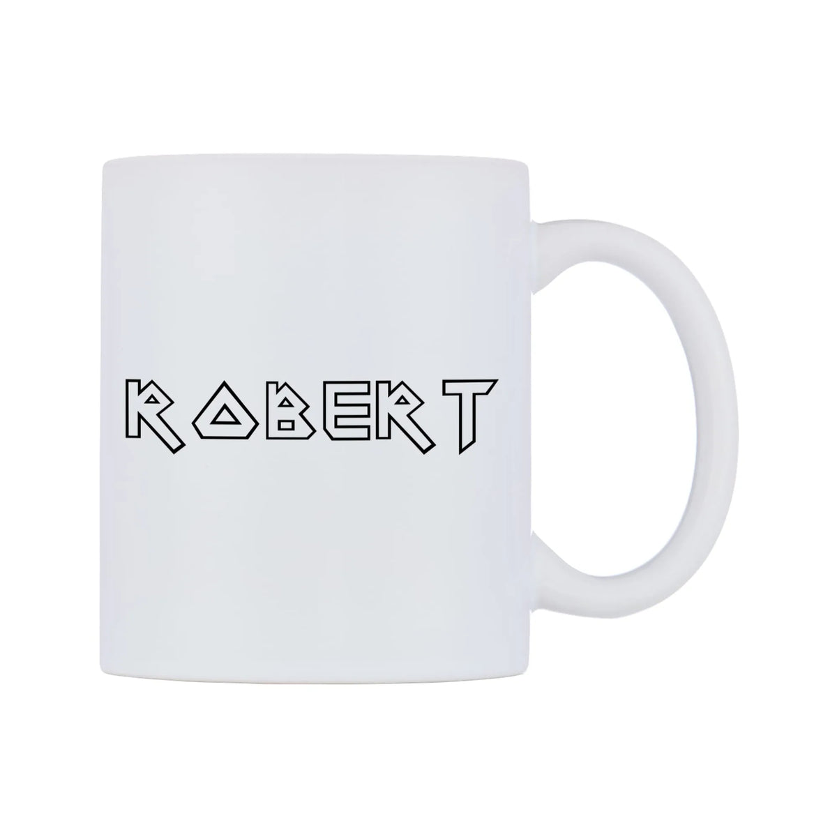 Robert - Iron Maiden Themed Mug — white 11oz gloss mug, left side, on a white background