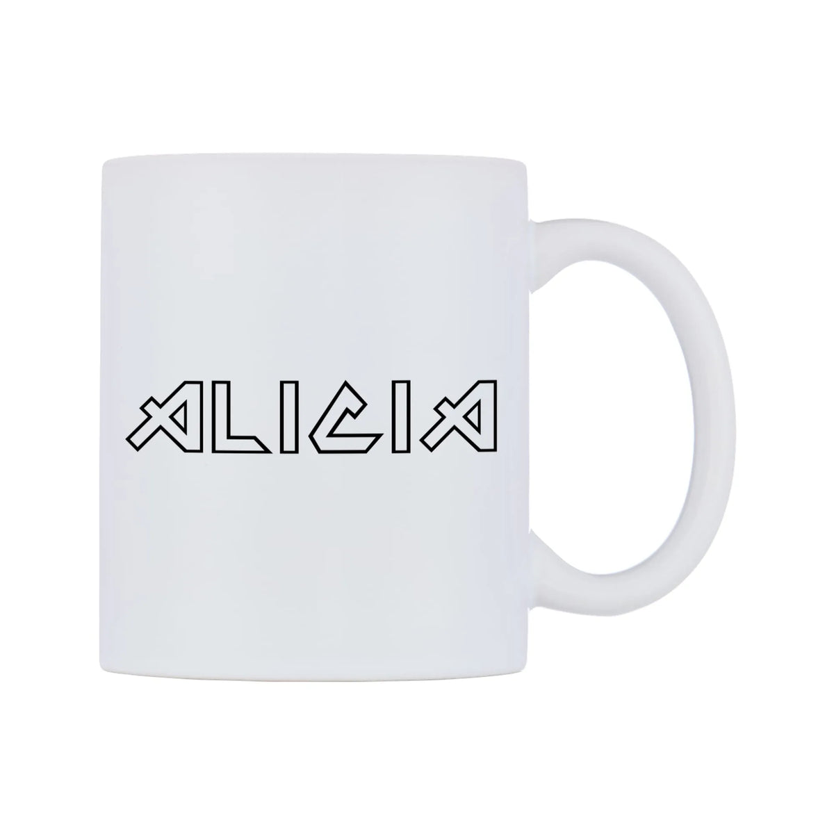 Alicia - Iron Maiden Themed Mug — white 11oz gloss mug, left side, on a white background
