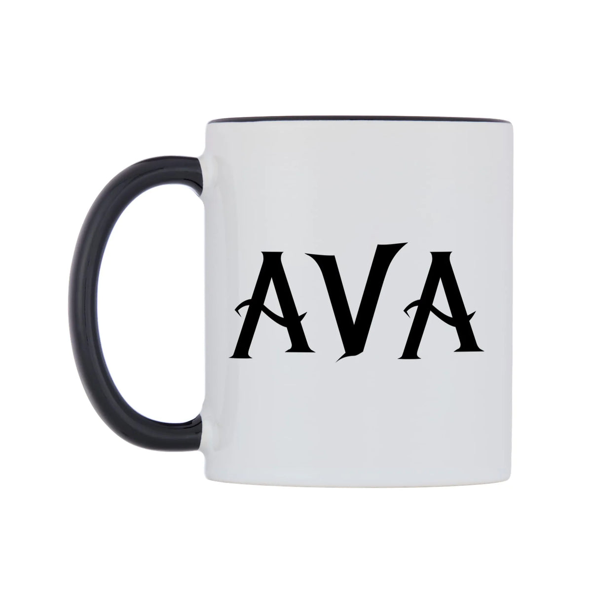 Ava - Wizard Themed Mug — white 11oz gloss mug with a black inside and handle, right side, on a white background