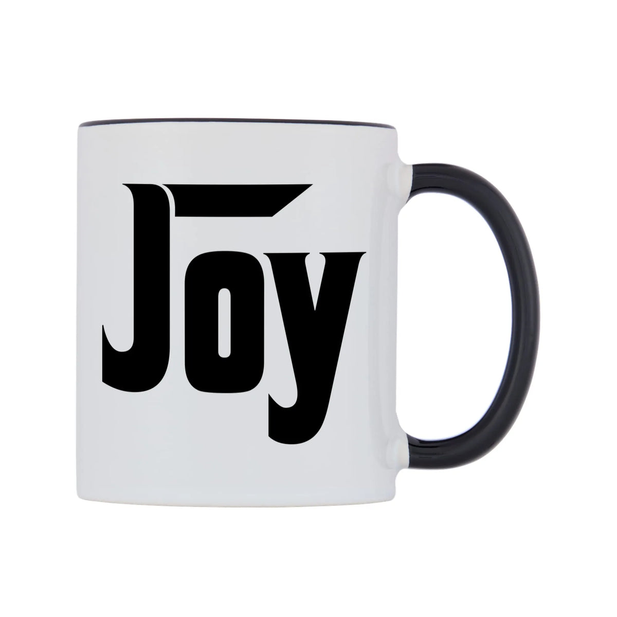 Joy - Godfather Themed Mug — white 11oz gloss mug with a black inside and handle, left side, on a white background