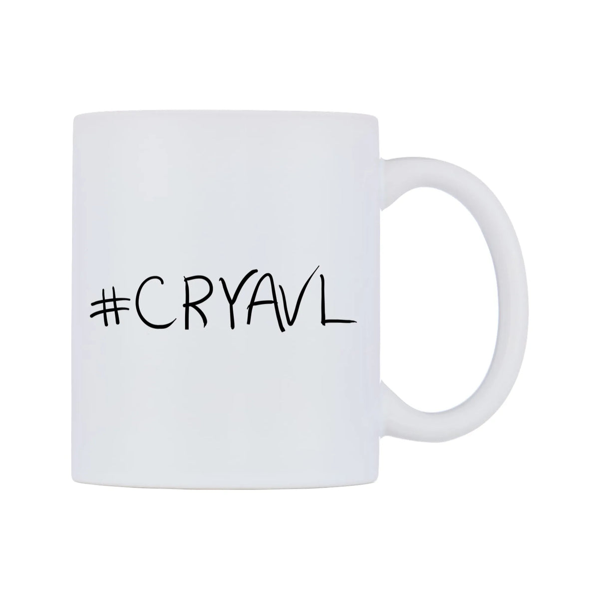 CRYAVL Mug — mug, left side, on a white background