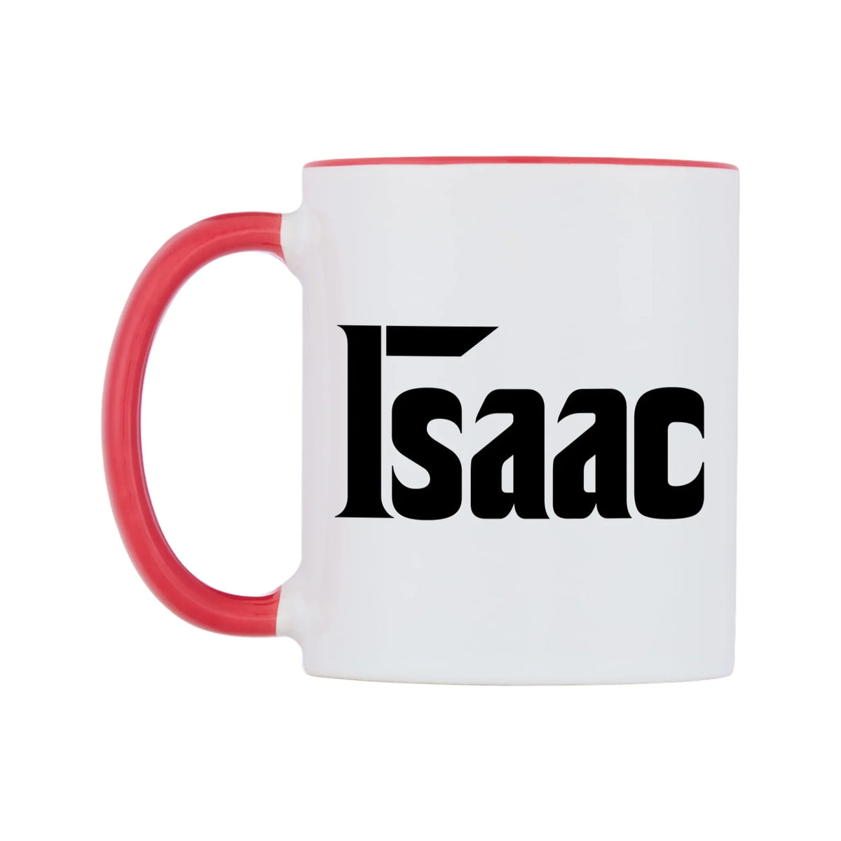 Isaac - Godfather Themed Mug — white 11oz gloss mug with a red inside and handle, right side, on a white background