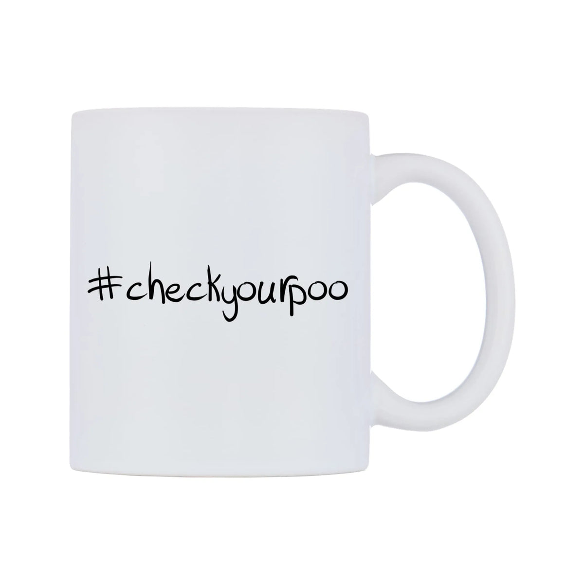 checkyourpoo Mug — mug, left side, on a white background
