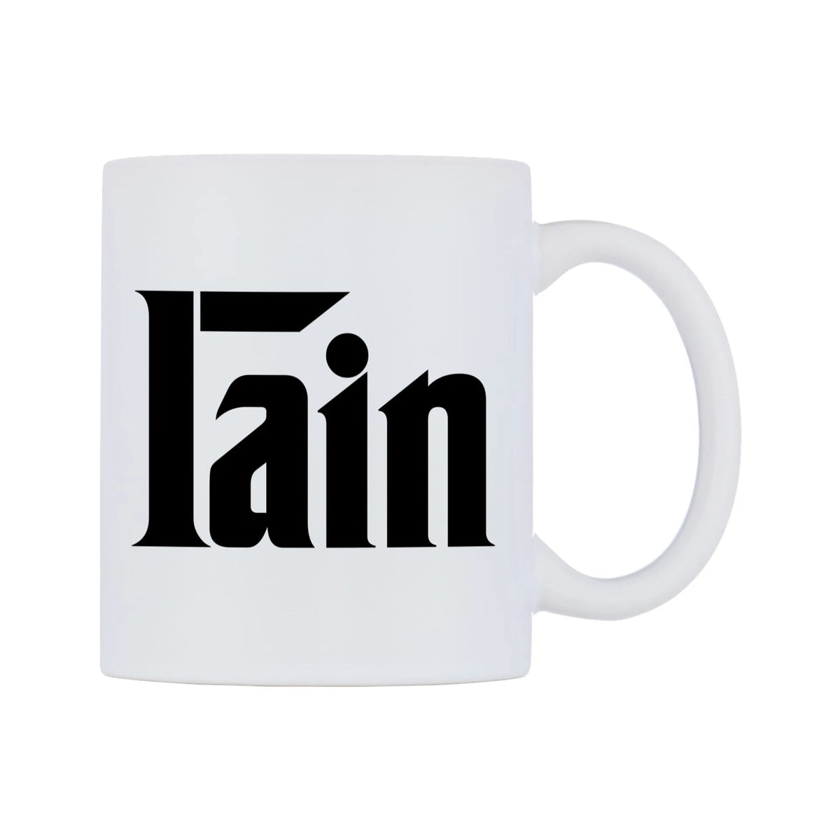 Iain - Godfather Themed Mug — white 11oz gloss mug, left side, on a white background