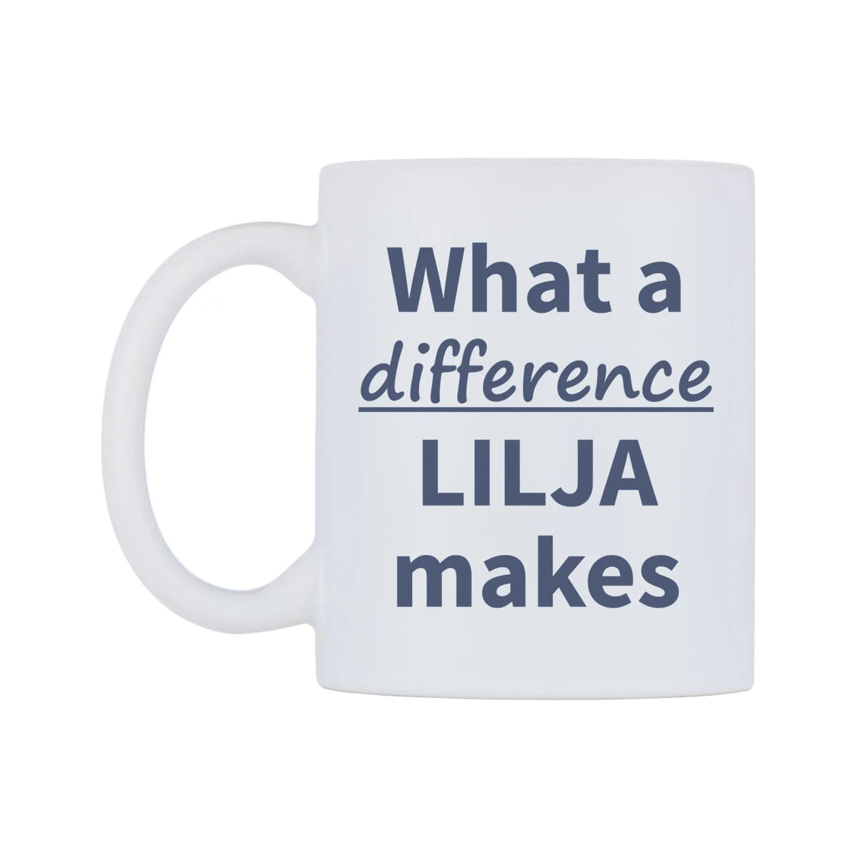 What a difference LILJA makes Mug — mug, right side, on a white background