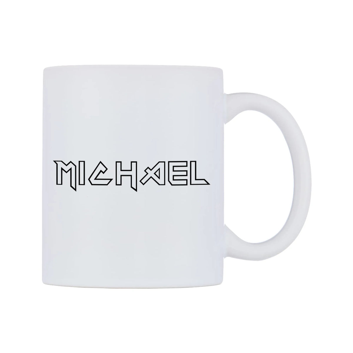Michael - Iron Maiden Themed Mug — white 11oz gloss mug, left side, on a white background