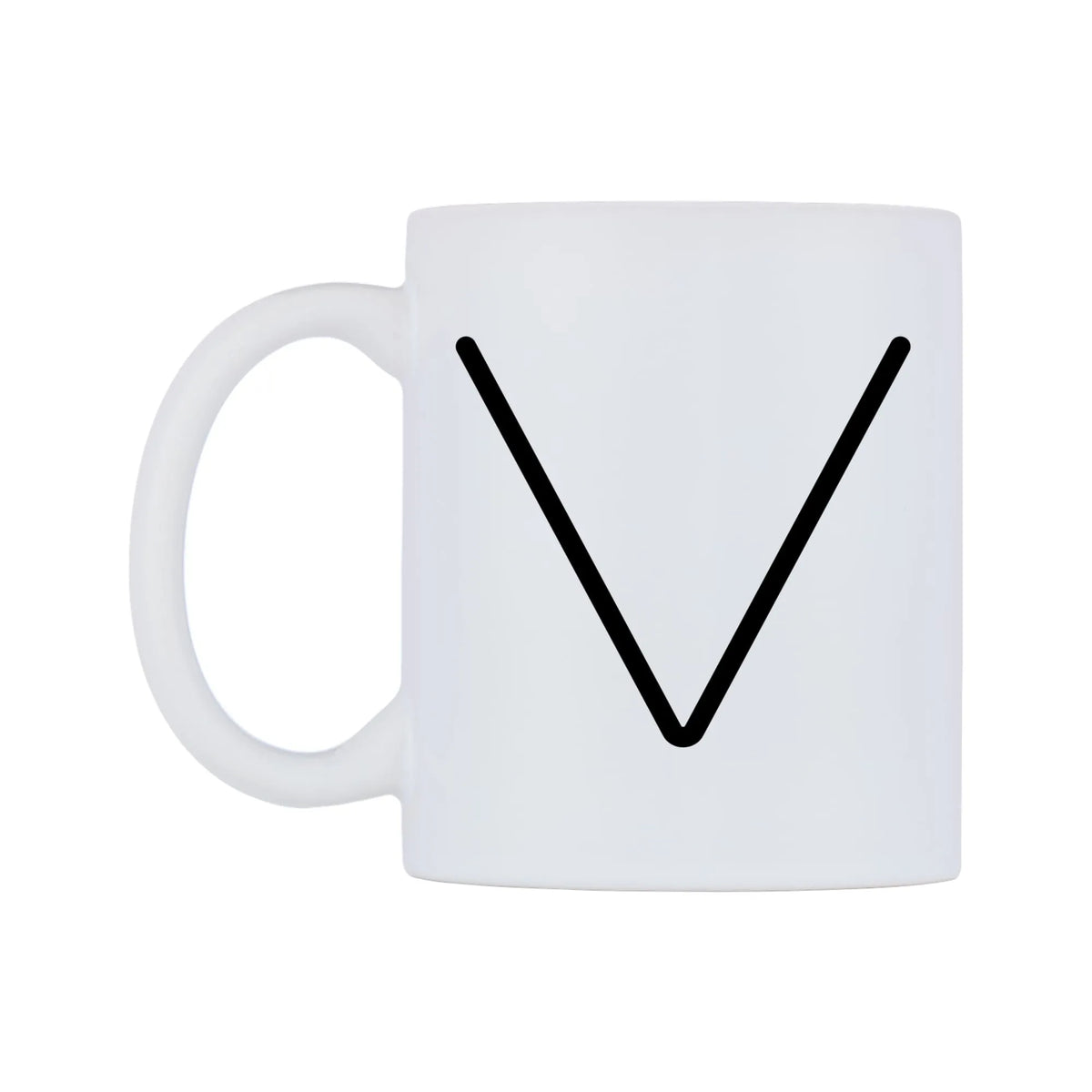 Downwards Button Emoji Mug — mug, right side, on a white background