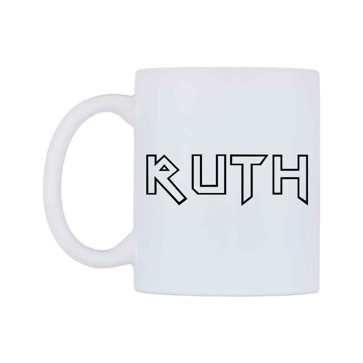 Ruth - Iron Maiden Themed Mug — white 11oz gloss mug, right side, on a white background