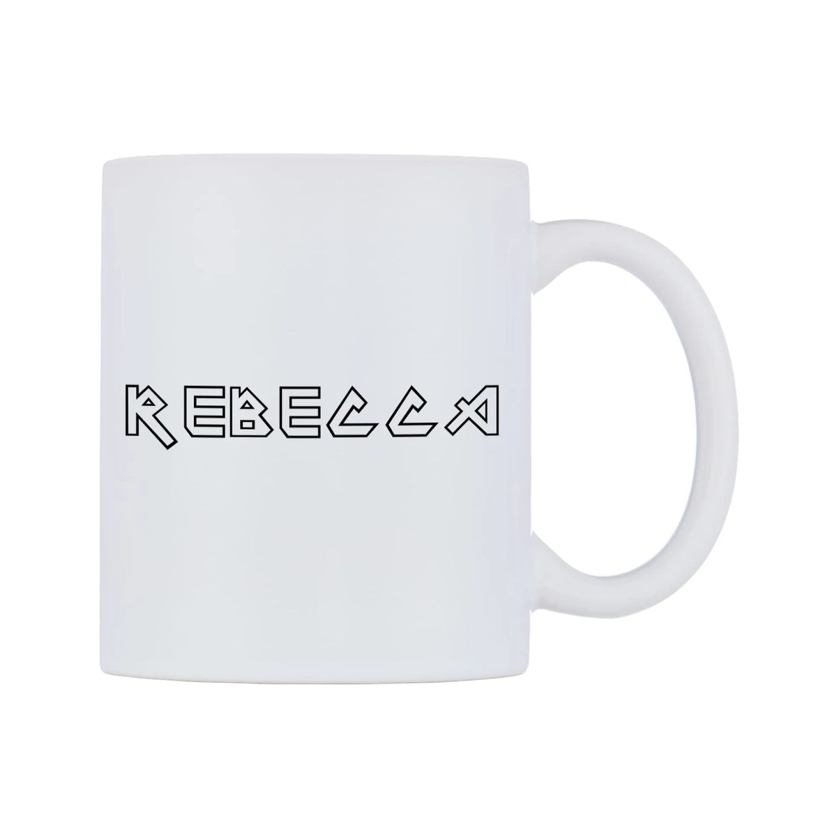 Rebecca - Iron Maiden Themed Mug — white 11oz gloss mug, left side, on a white background
