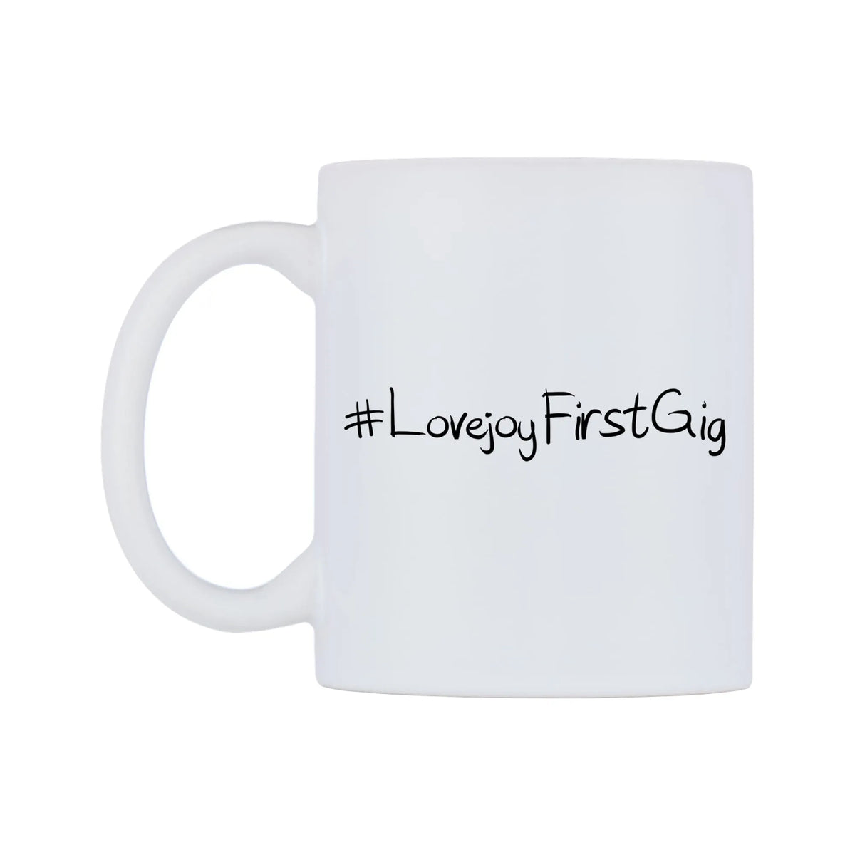 LovejoyFirstGig Mug — mug, right side, on a white background
