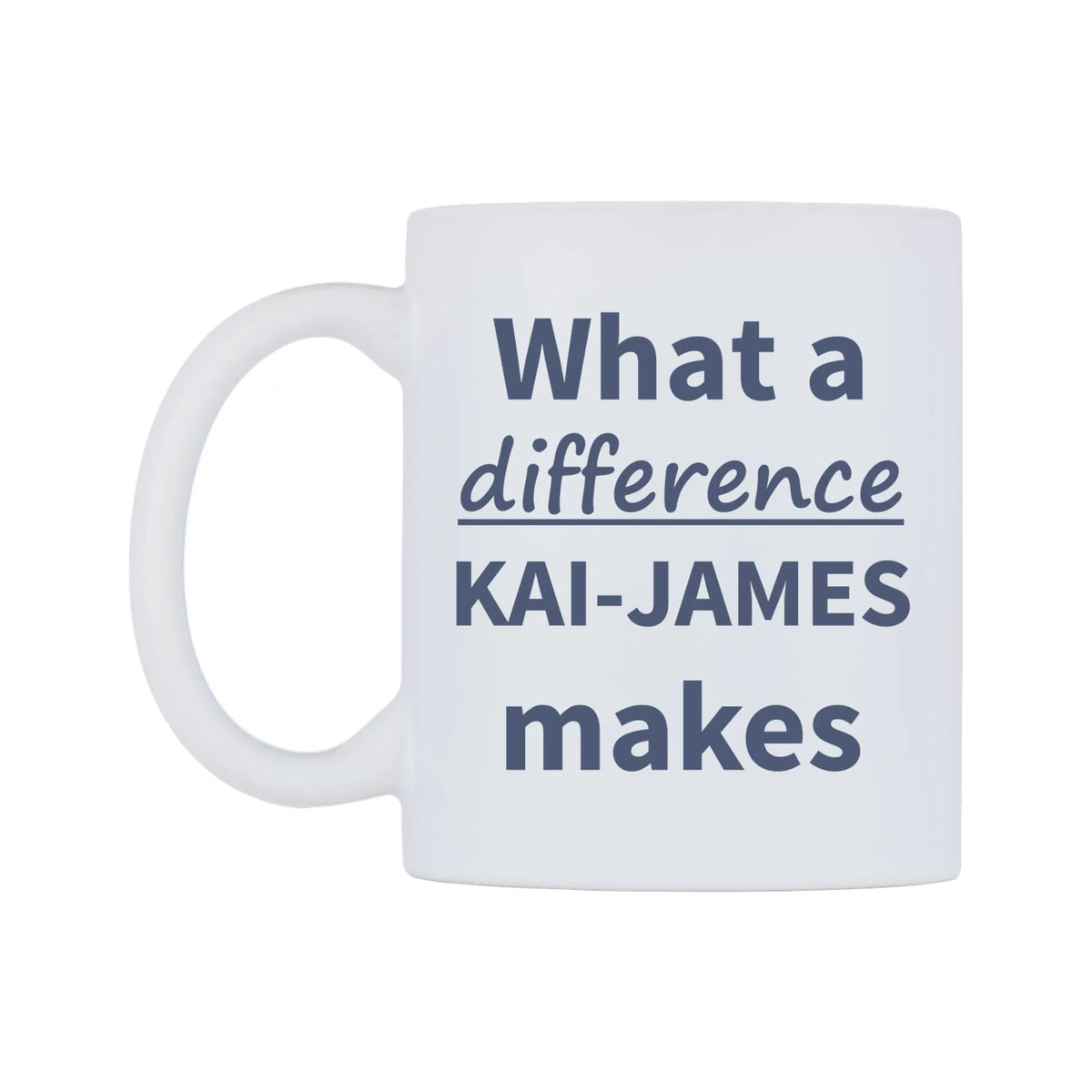 What a difference KAI-JAMES makes Mug — mug, right side, on a white background