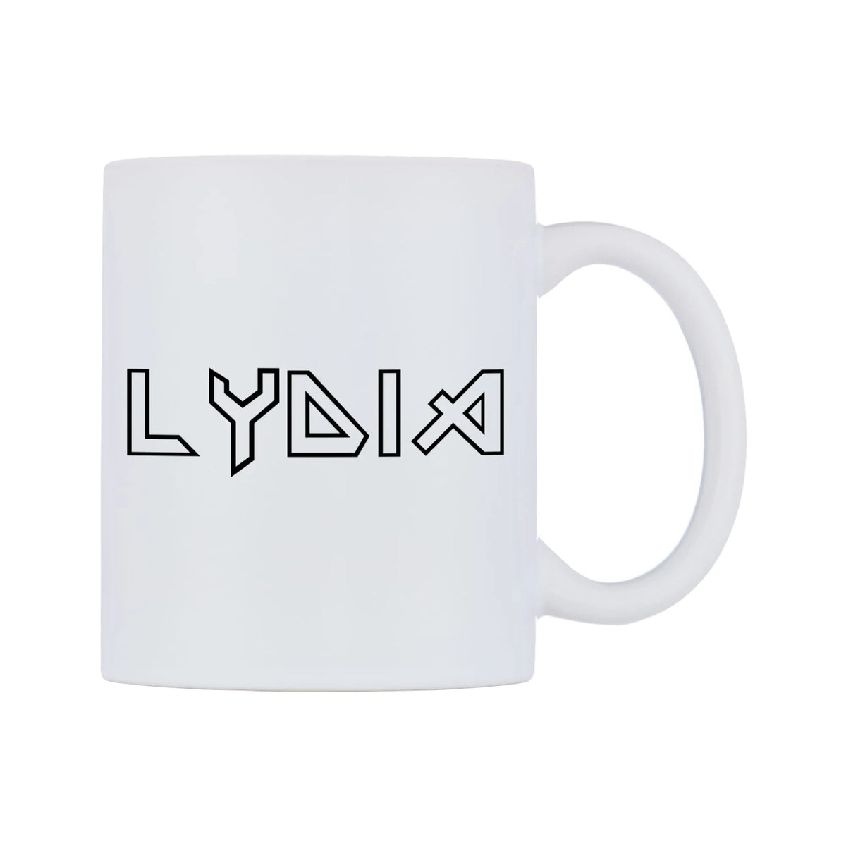 Lydia - Iron Maiden Themed Mug — white 11oz gloss mug, left side, on a white background
