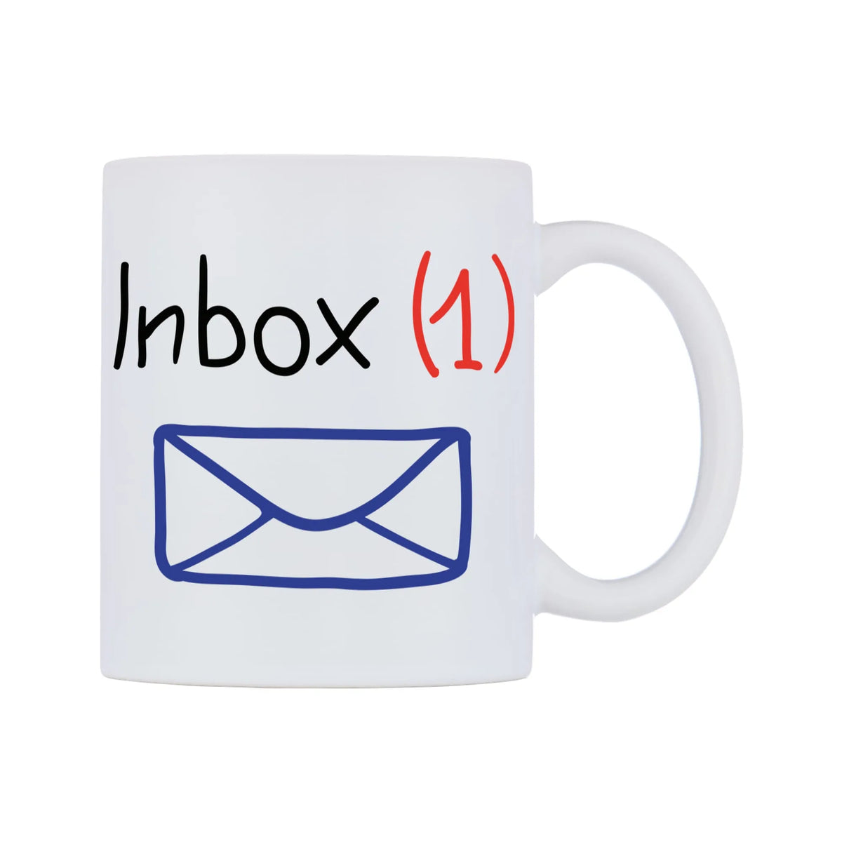 Inbox (1) Mug — white 11oz gloss mug, left side, on a white background
