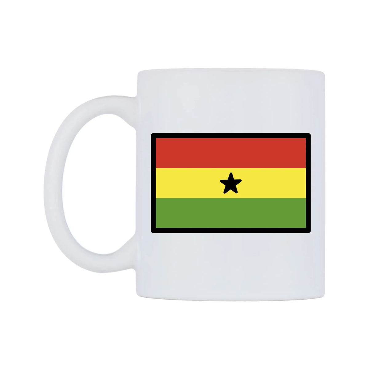 Ghana Flag Emoji Mug — mug, right side, on a white background