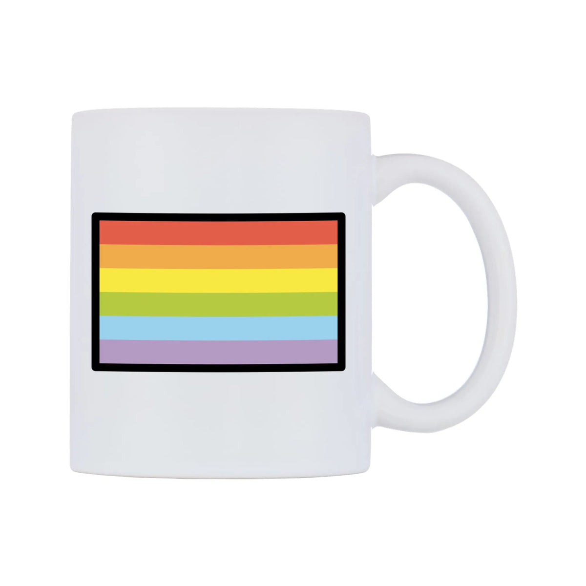 Rainbow Flag Emoji Mug — mug, left side, on a white background