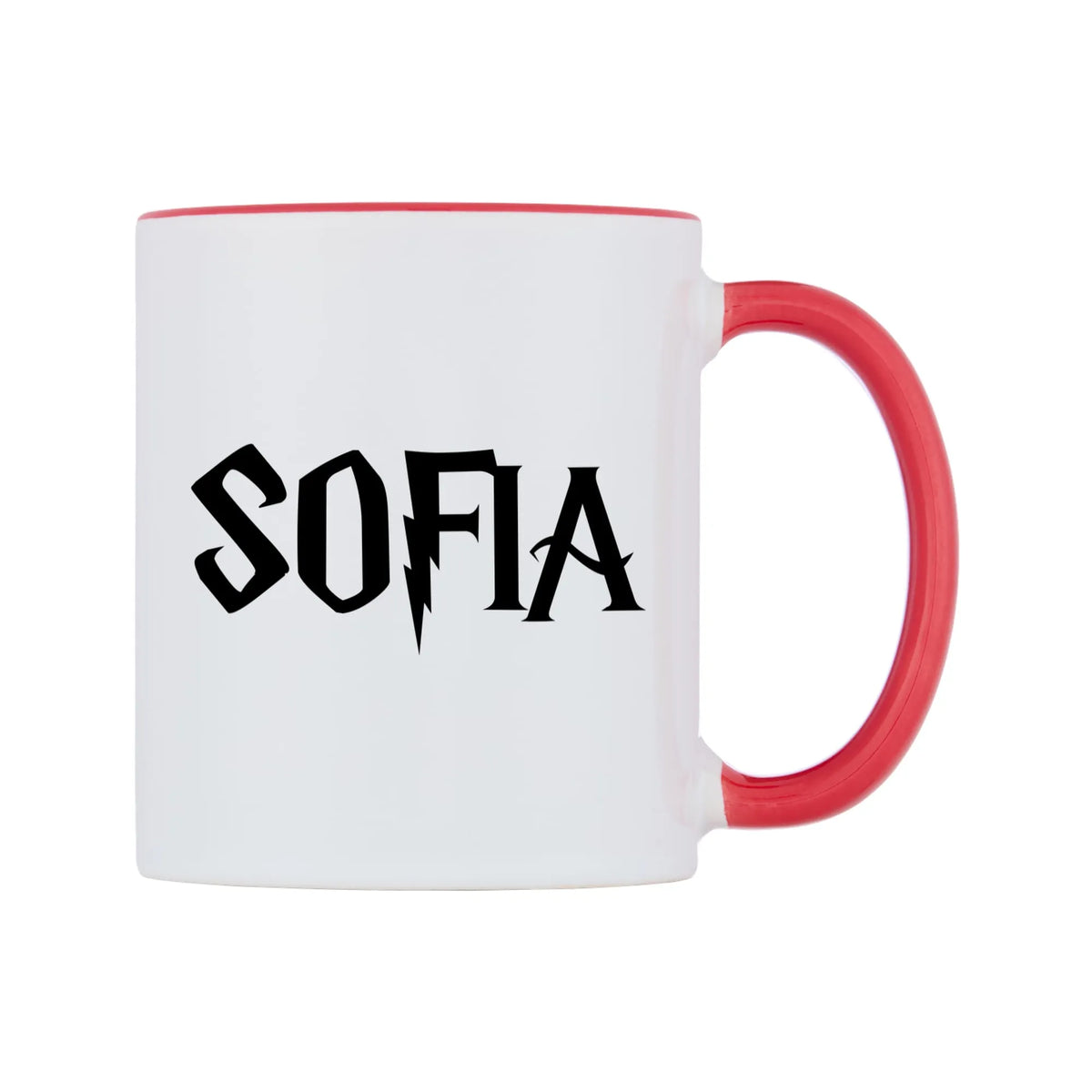 Sofia - Wizard Themed Mug — white 11oz gloss mug with a red inside and handle, left side, on a white background