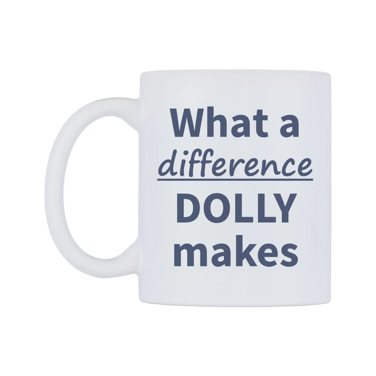 What a difference DOLLY makes Mug — mug, right side, on a white background
