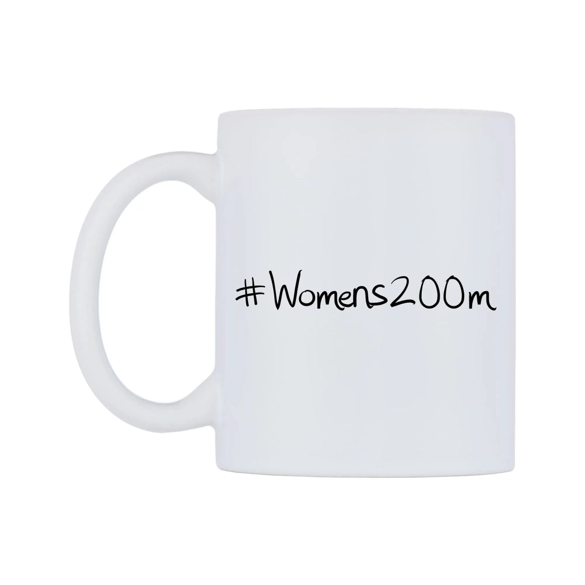 Womens200m Mug — mug, right side, on a white background