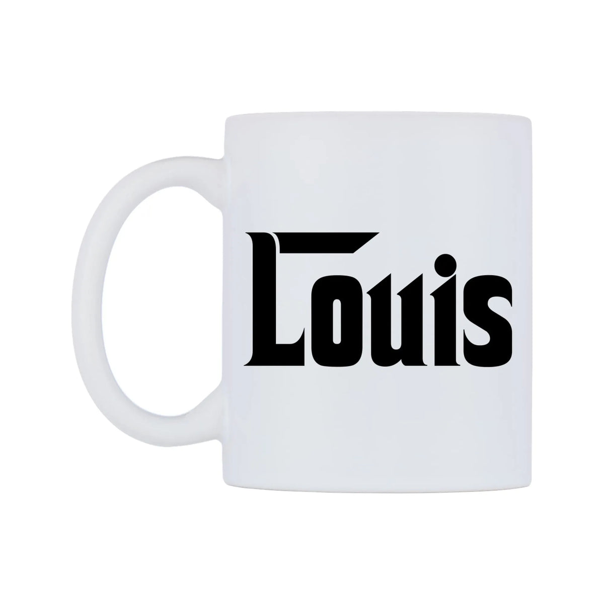 Louis - Godfather Themed Mug — white 11oz gloss mug, right side, on a white background