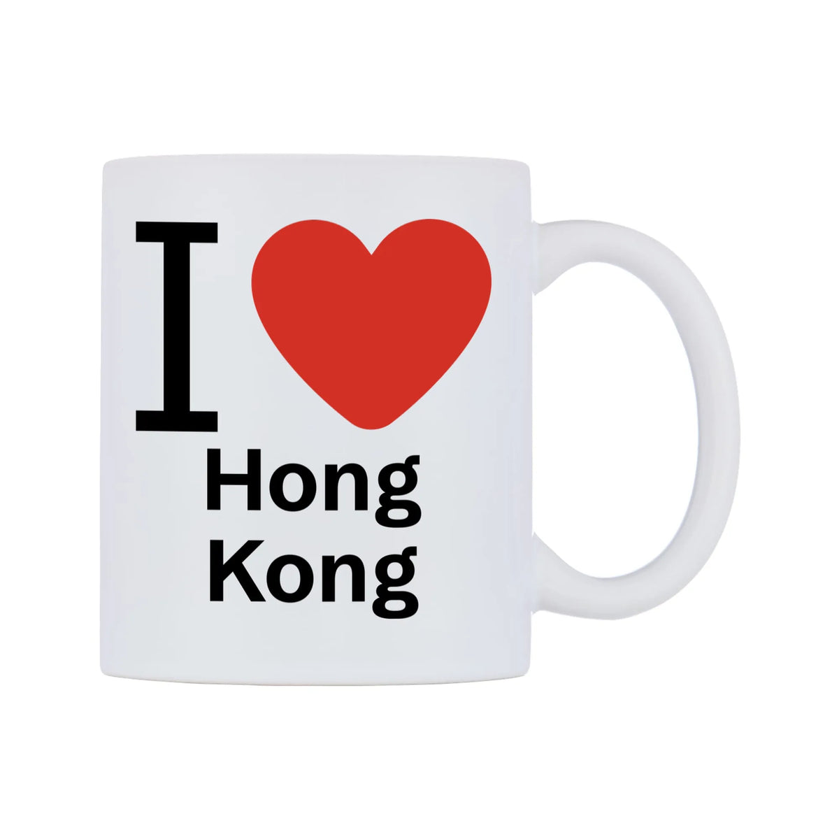 I Love Hong Kong Mug — white 11oz gloss mug, left side, on a white background