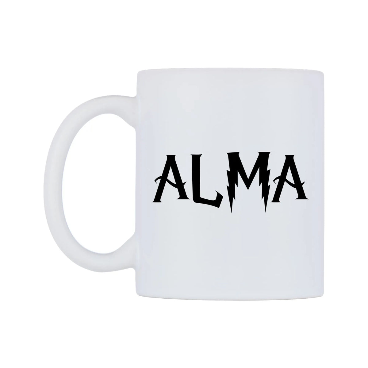 Alma - Wizard Themed Mug — white 11oz gloss mug, right side, on a white background