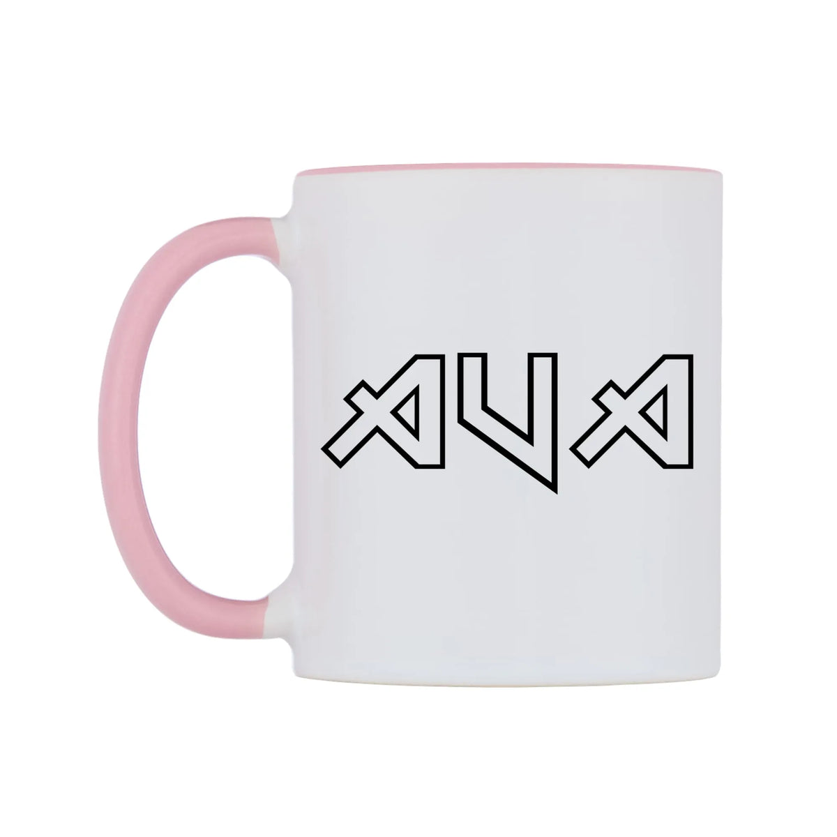 Ava - Iron Maiden Themed Mug — white 11oz gloss mug with a pink inside and handle, right side, on a white background