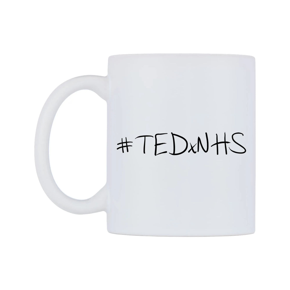 TEDxNHS Mug — mug, right side, on a white background