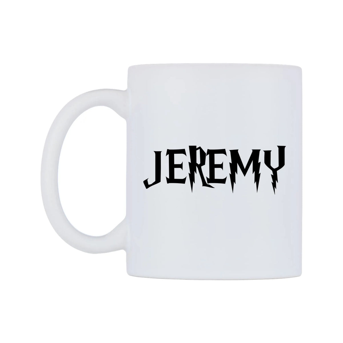 Jeremy - Wizard Themed Mug — white 11oz gloss mug, right side, on a white background
