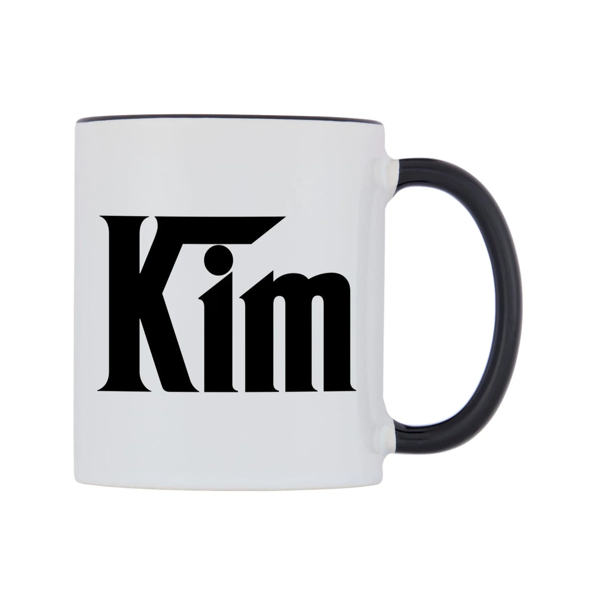Kim - Godfather Themed Mug — white 11oz gloss mug with a black inside and handle, left side, on a white background