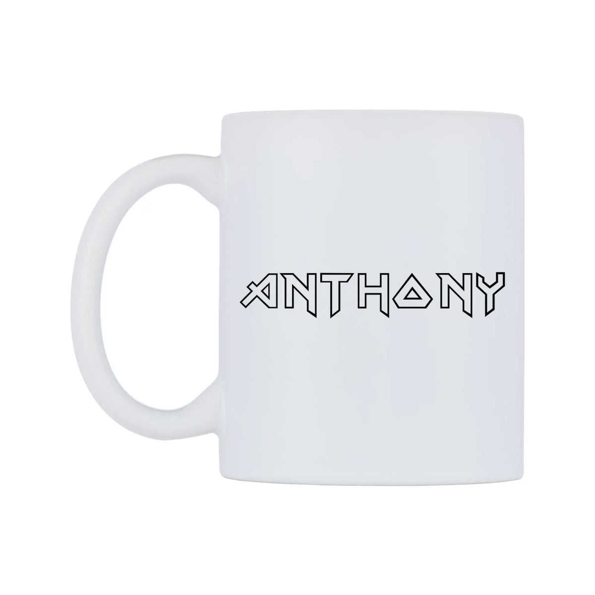 Anthony - Iron Maiden Themed Mug — white 11oz gloss mug, right side, on a white background