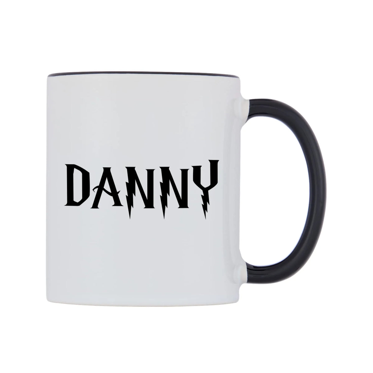 Danny - Wizard Themed Mug — white 11oz gloss mug with a black inside and handle, left side, on a white background