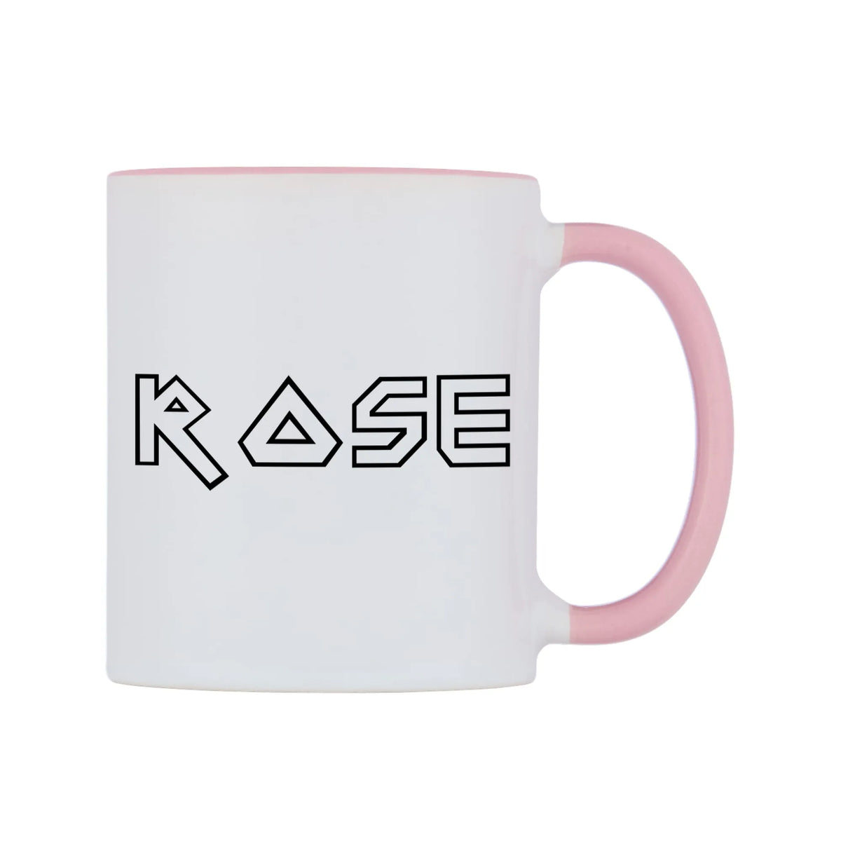 Rose - Iron Maiden Themed Mug — white 11oz gloss mug with a pink inside and handle, left side, on a white background