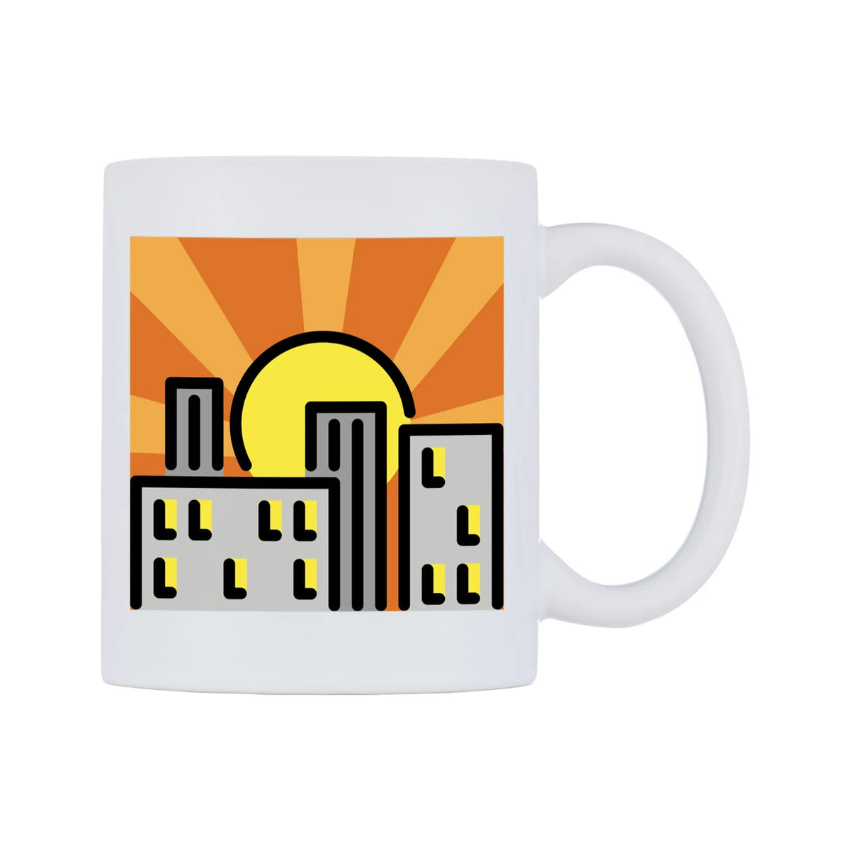 Sunset Emoji Mug — mug, left side, on a white background