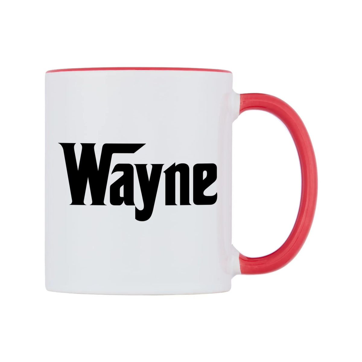 Wayne - Godfather Themed Mug — white 11oz gloss mug with a red inside and handle, left side, on a white background