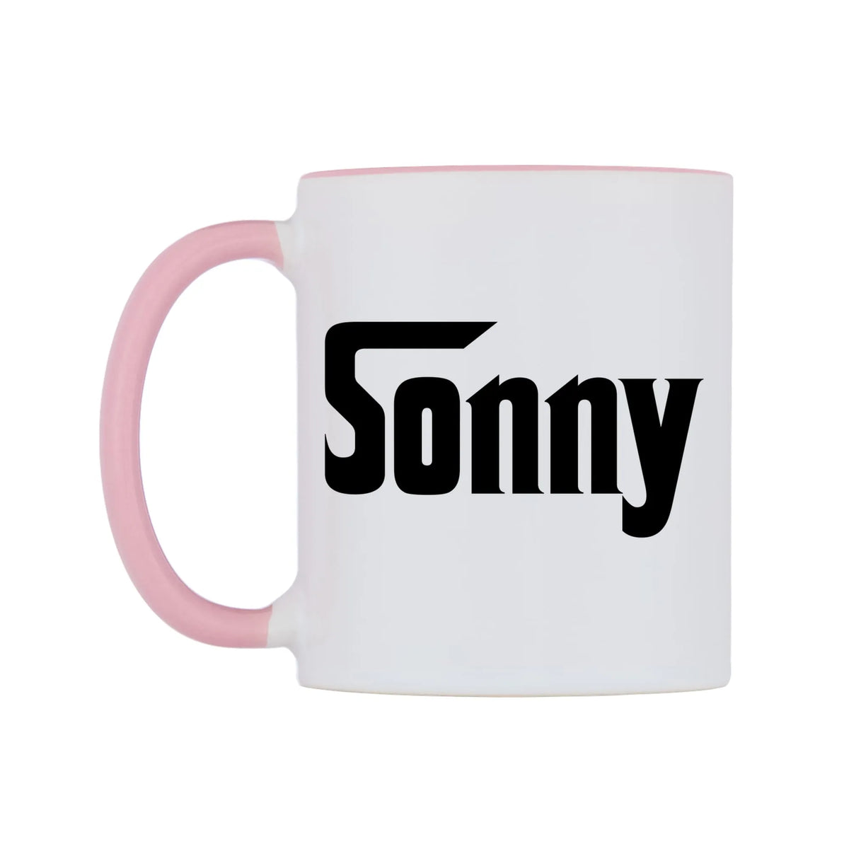 Sonny - Godfather Themed Mug — white 11oz gloss mug with a pink inside and handle, right side, on a white background