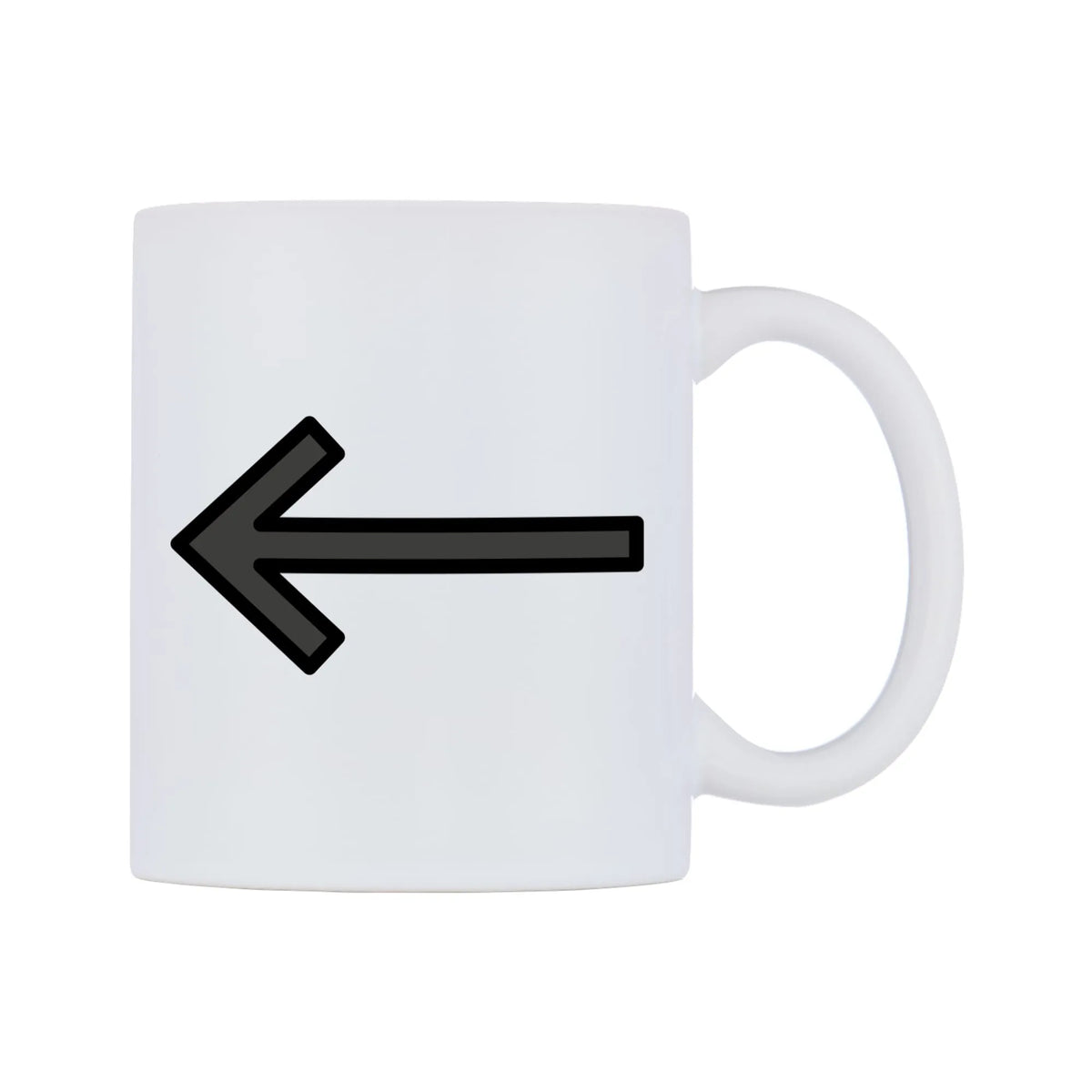 Left Arrow Emoji Mug — mug, left side, on a white background