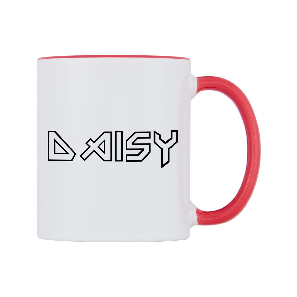 Daisy - Iron Maiden Themed Mug — white 11oz gloss mug with a red inside and handle, left side, on a white background