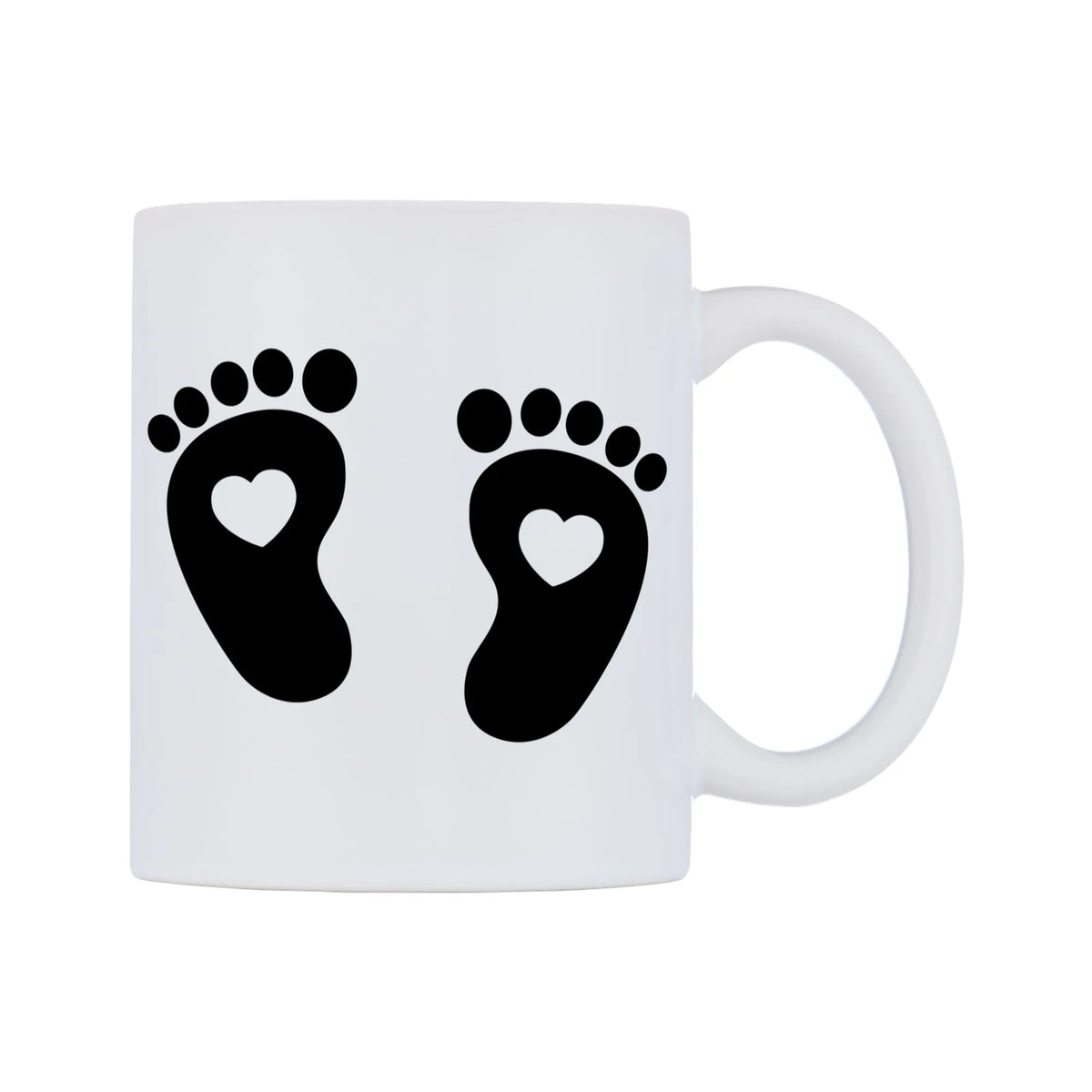 Black Feet Love Heart Mug — white 11oz gloss mug, left side, on a white background