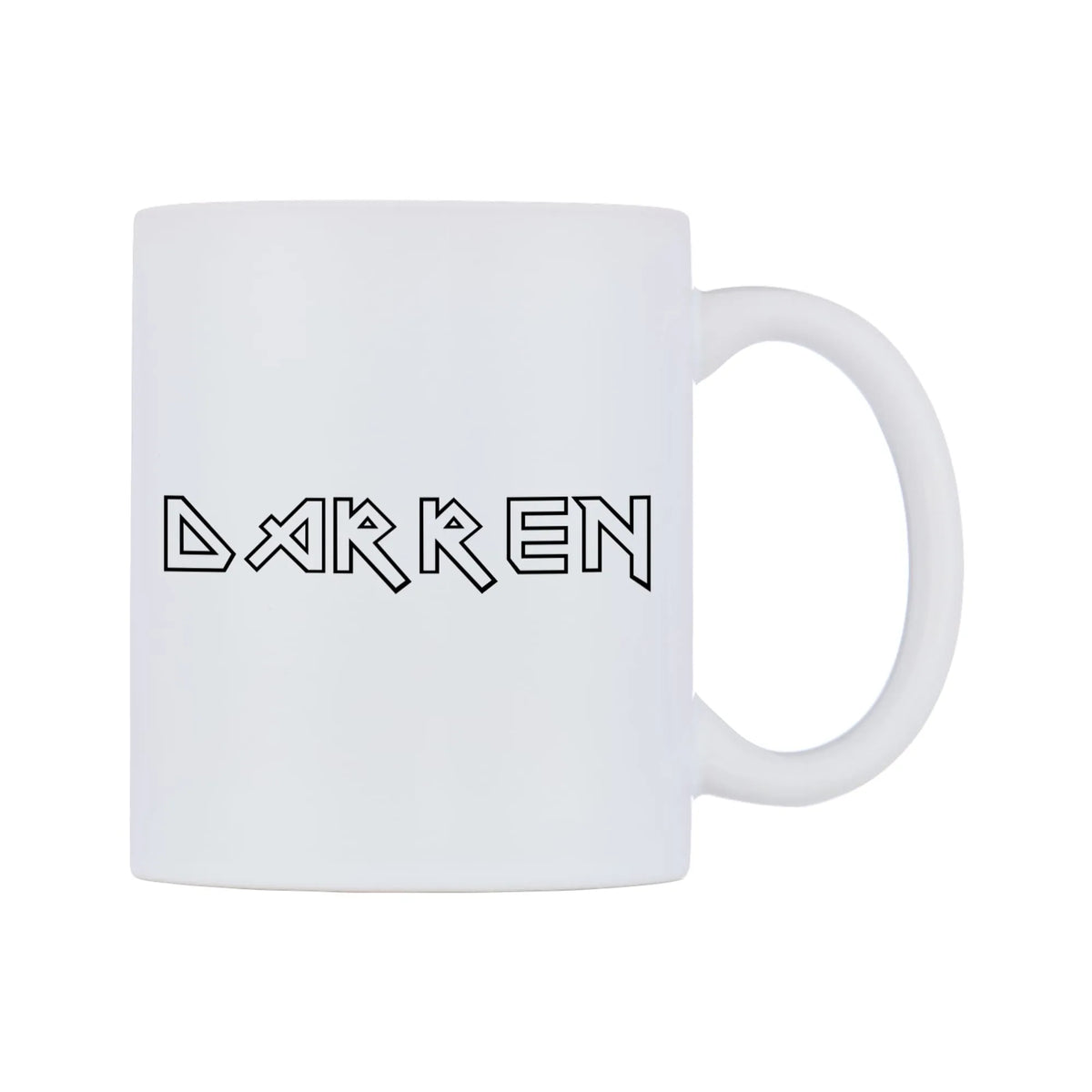 Darren - Iron Maiden Themed Mug — white 11oz gloss mug, left side, on a white background