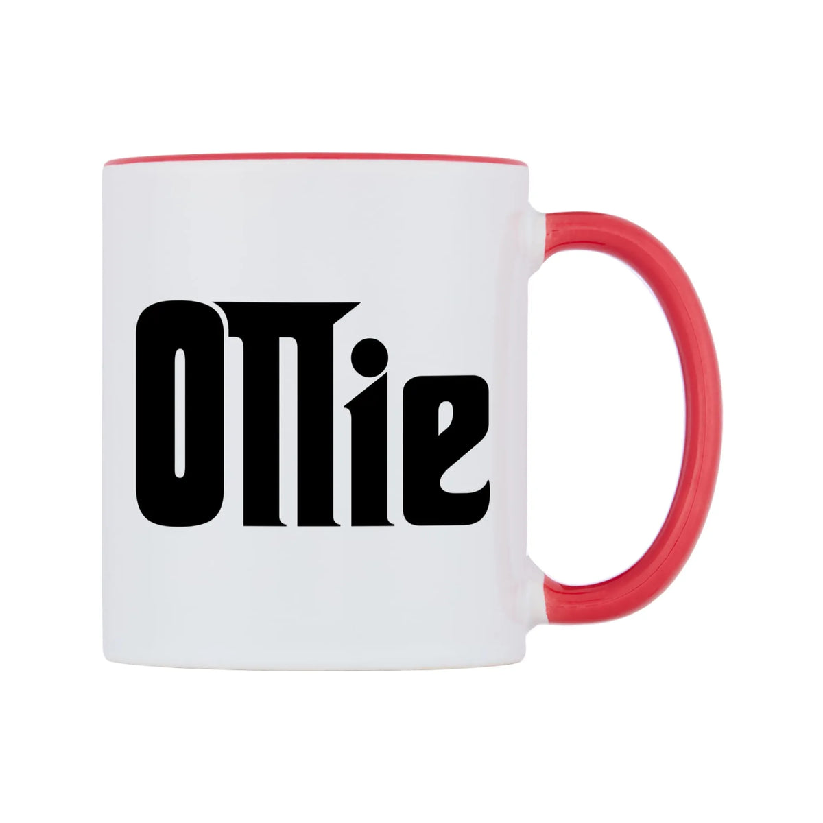 Ollie - Godfather Themed Mug — white 11oz gloss mug with a red inside and handle, left side, on a white background