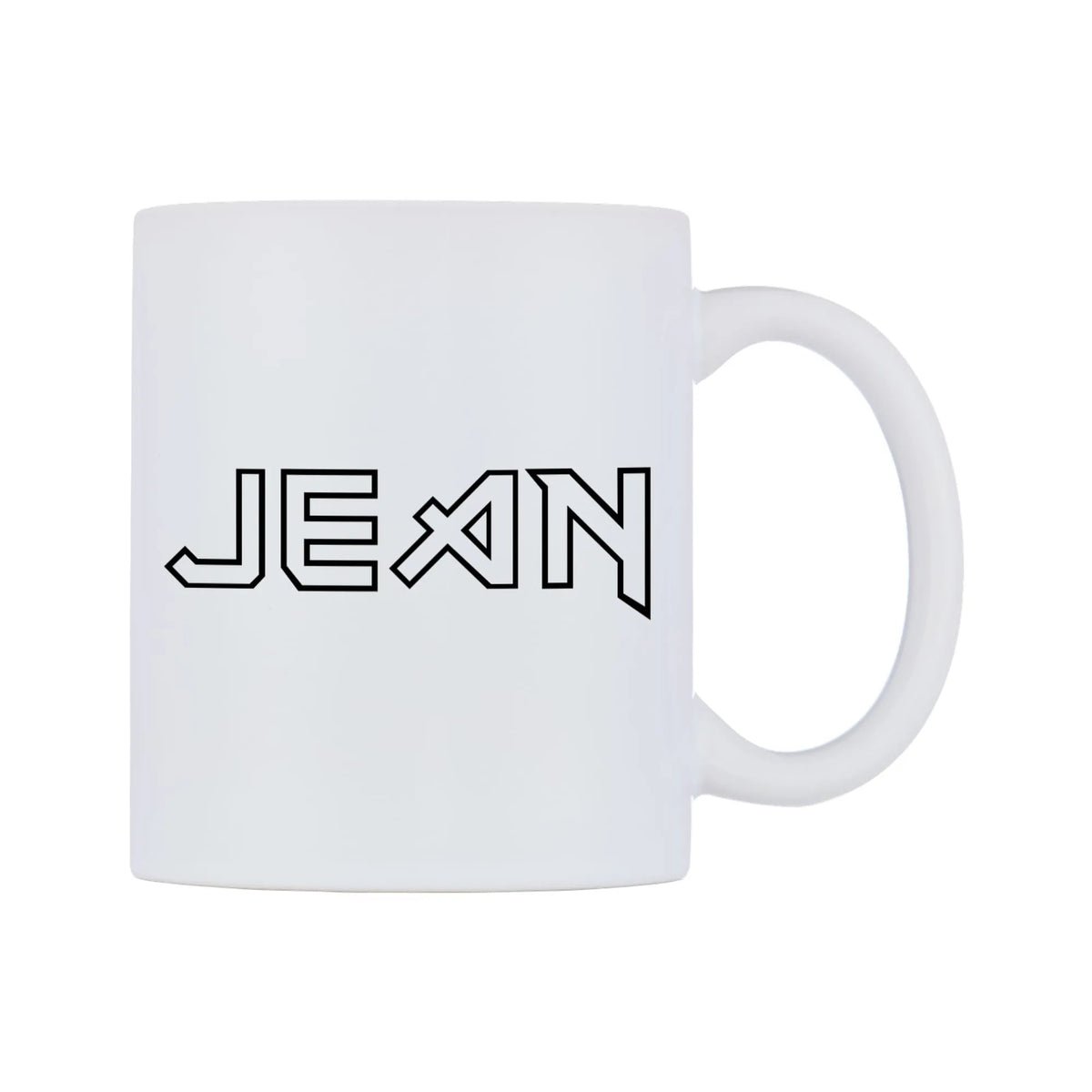 Jean - Iron Maiden Themed Mug — white 11oz gloss mug, left side, on a white background