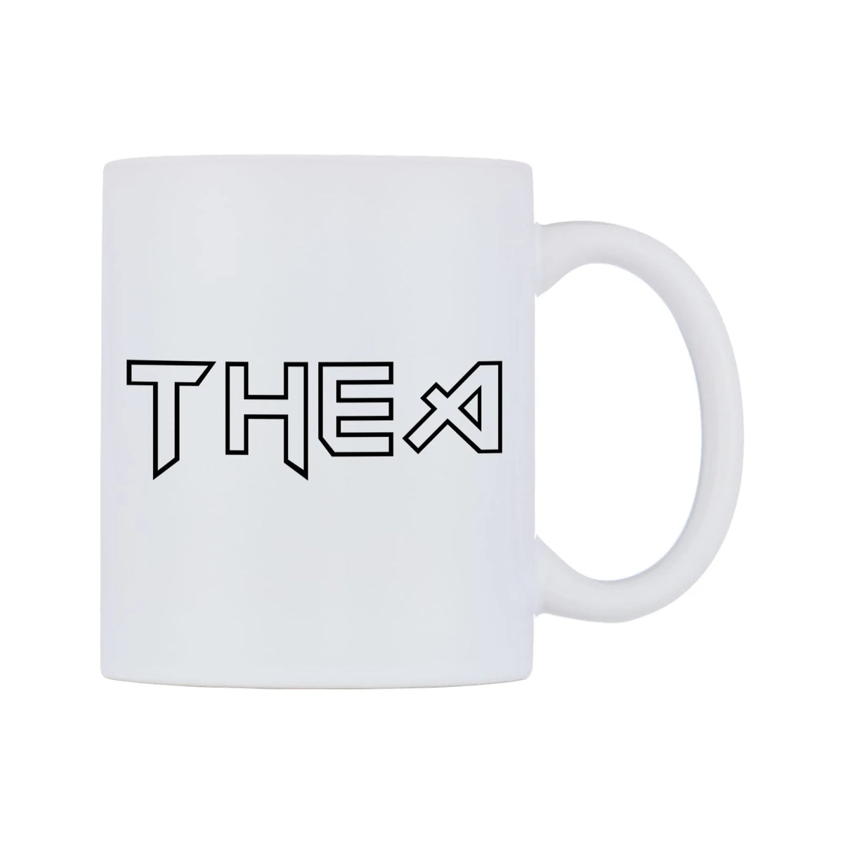 Thea - Iron Maiden Themed Mug — white 11oz gloss mug, left side, on a white background