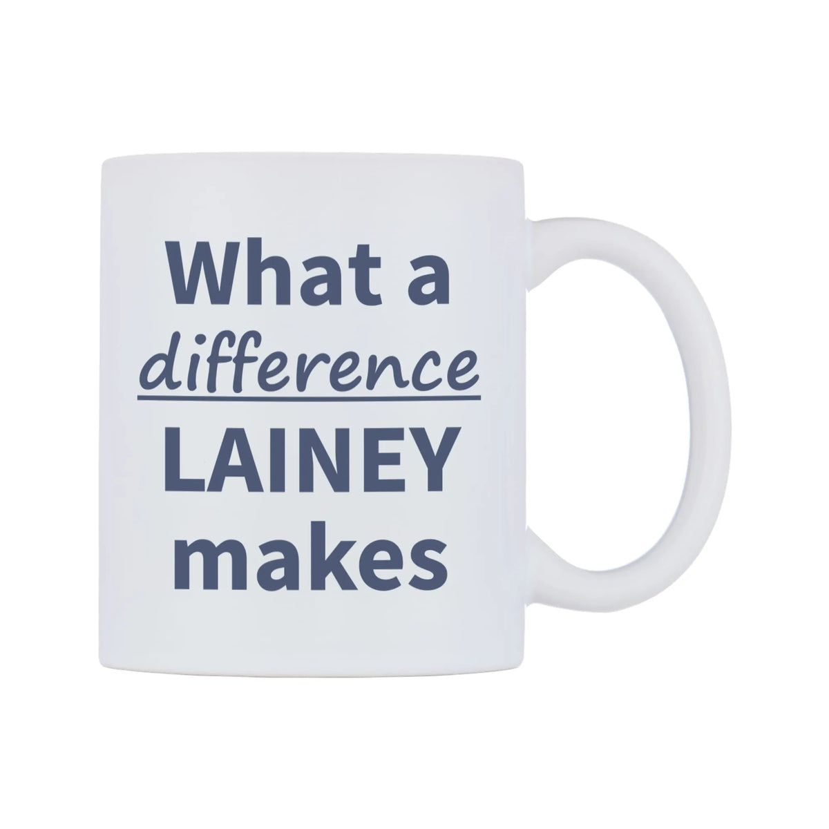 What a difference LAINEY makes Mug — mug, left side, on a white background