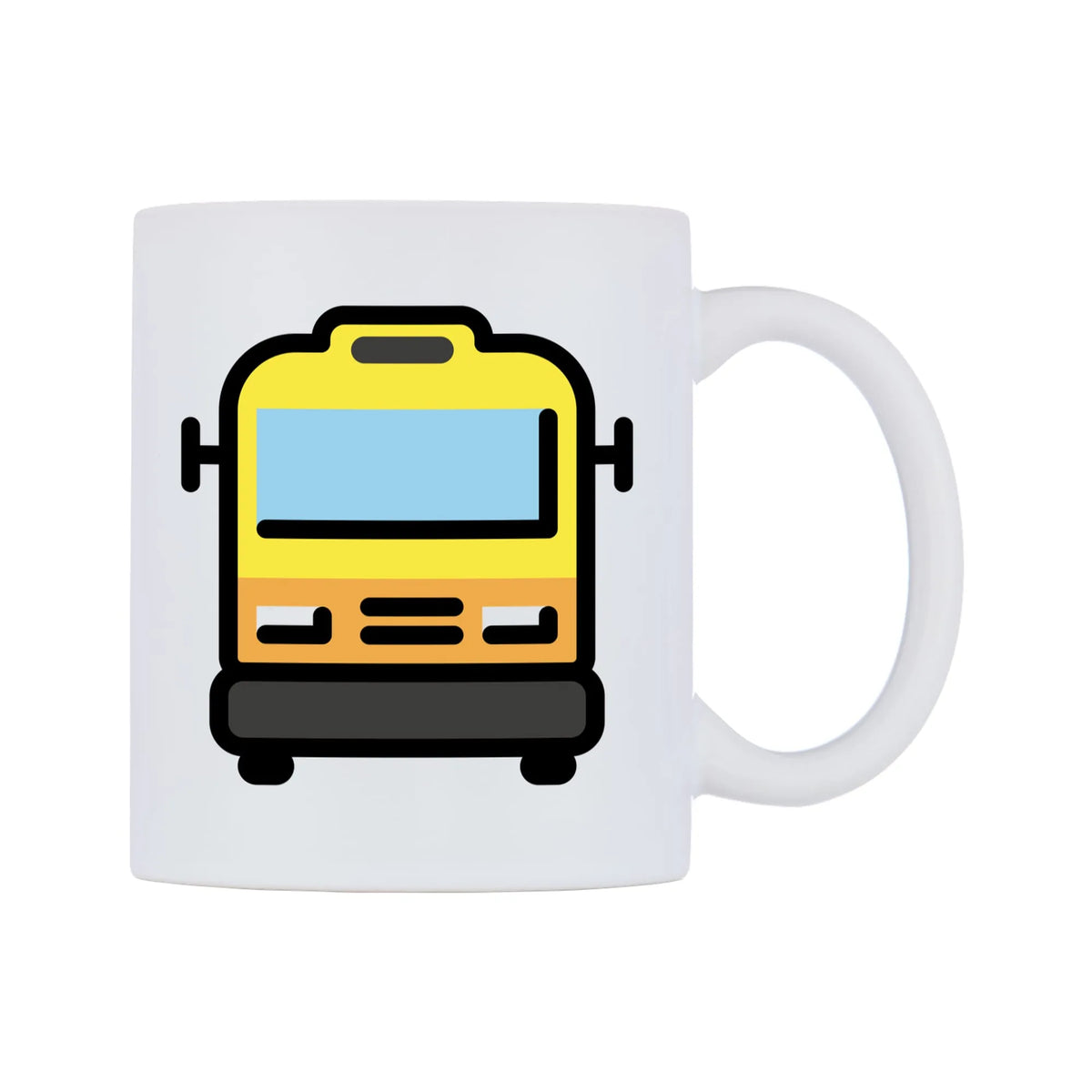 Oncoming Bus Emoji Mug — mug, left side, on a white background