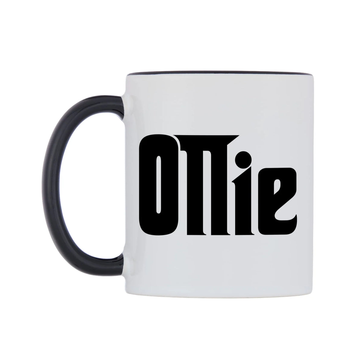 Ollie - Godfather Themed Mug — white 11oz gloss mug with a black inside and handle, right side, on a white background