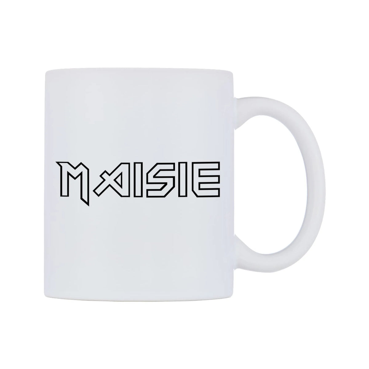 Maisie - Iron Maiden Themed Mug — white 11oz gloss mug, left side, on a white background