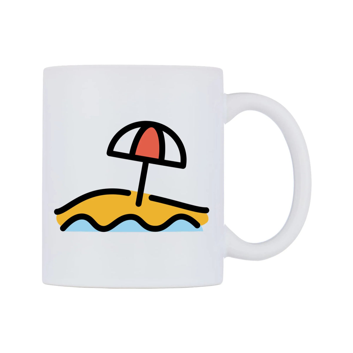 Beach With Umbrella Emoji Mug — mug, left side, on a white background