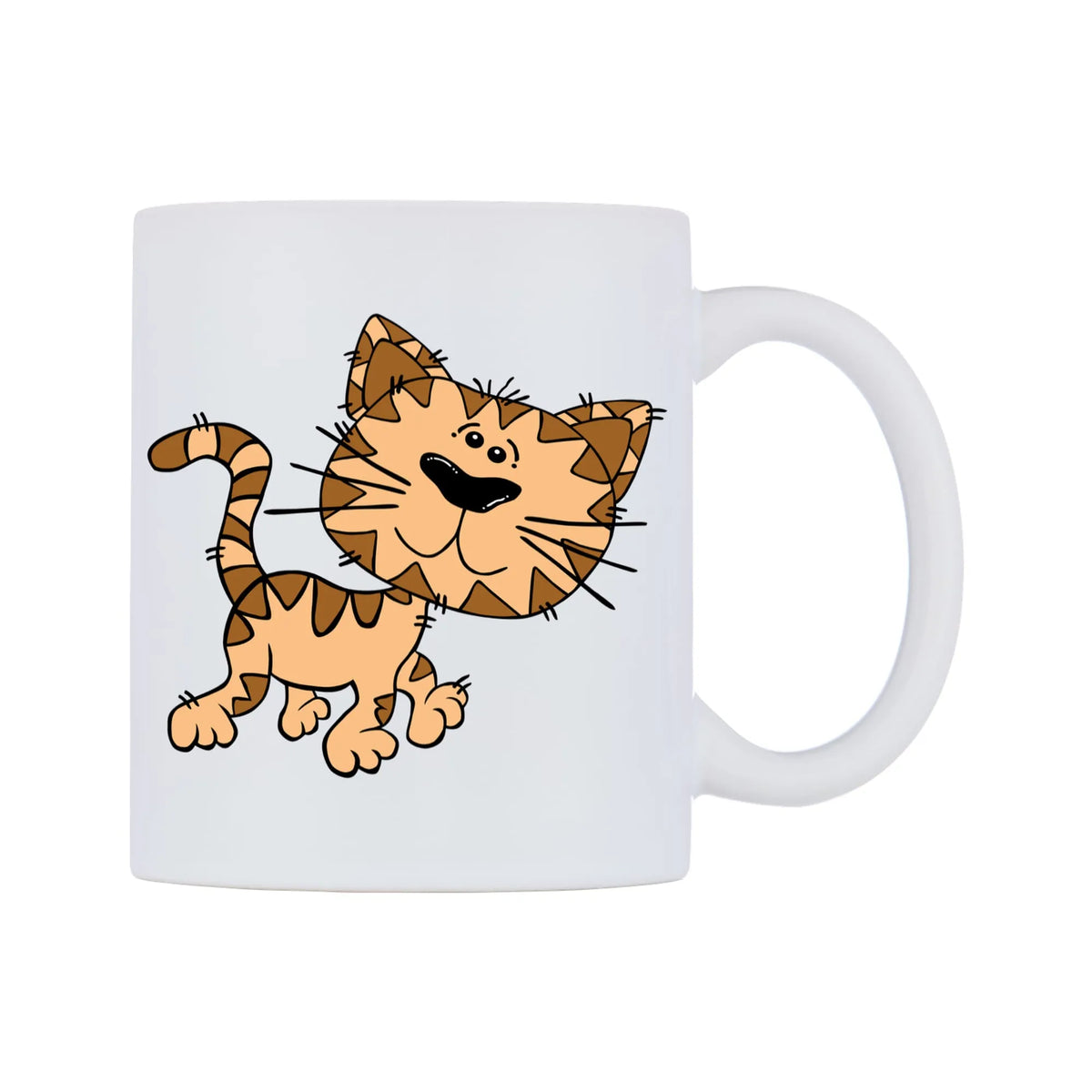 Cute Cat Mug — white 11oz gloss mug, left side, on a white background