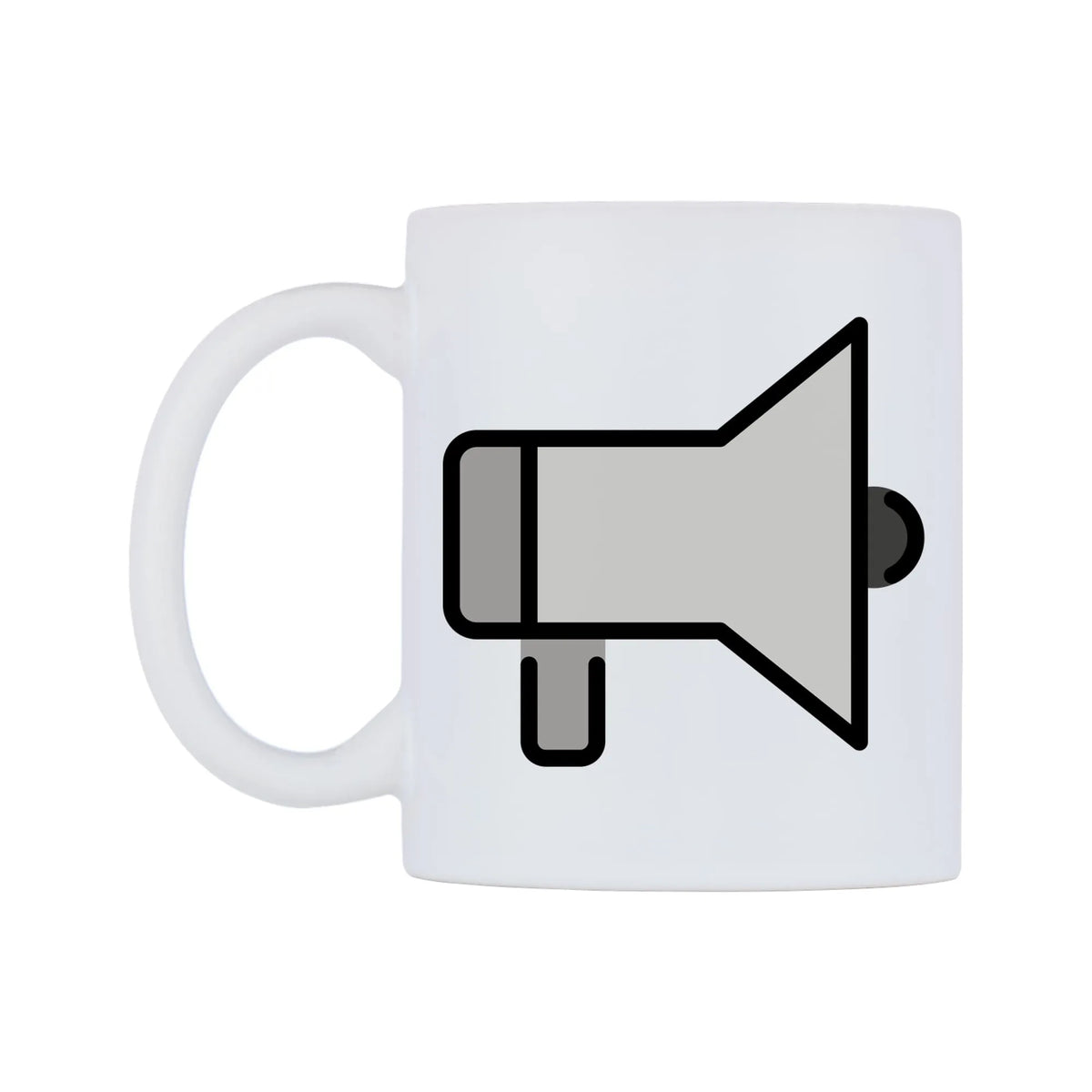 Loudspeaker Emoji Mug — mug, right side, on a white background